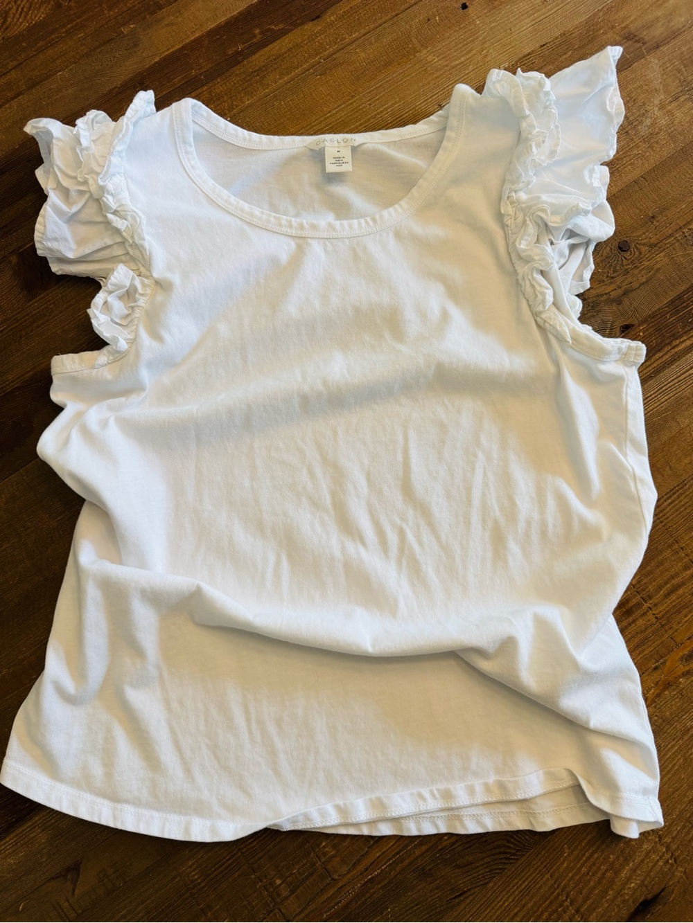 Caslon White Ruffle Sleeve Knit Top